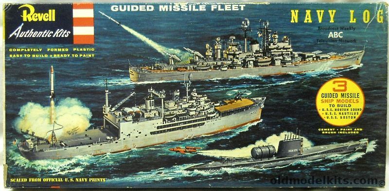 Revell Guided Missile Fleet Set ABC Navy Log Gift Set USS Norton Sound / USS Nautilus Submarine / USS Boston - 'S' Issue, G333-495 plastic model kit